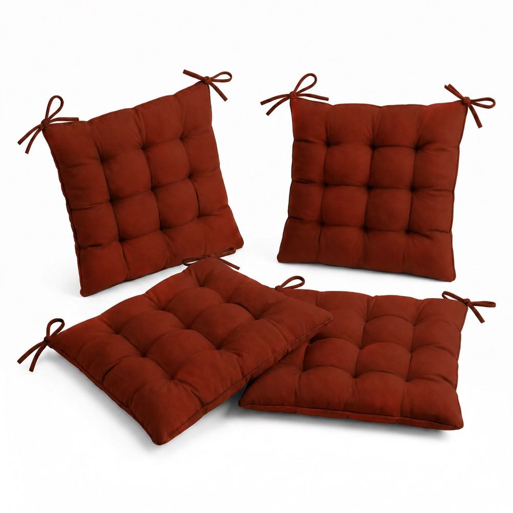 Lot de 4 galettes de chaise en polyester 40 x 40 cm terracotta