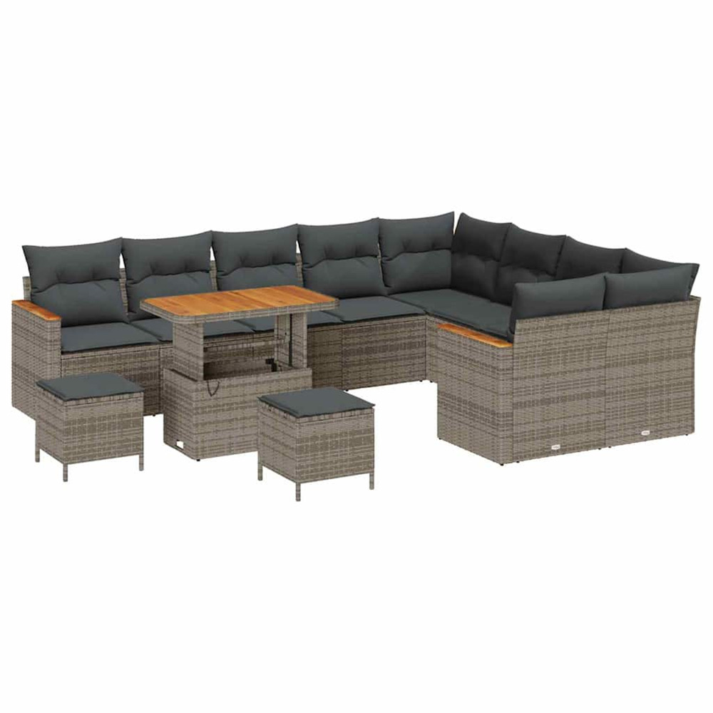 Ensemble de canapé de jardin 12 pcs gris poly rattan
