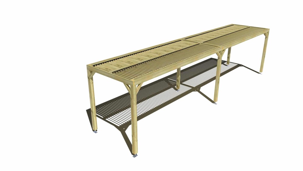 Pergola bois • 10m x 2m • indépendante • sens largeur • lames orientables bioclimatiques incluses • livraison comprise