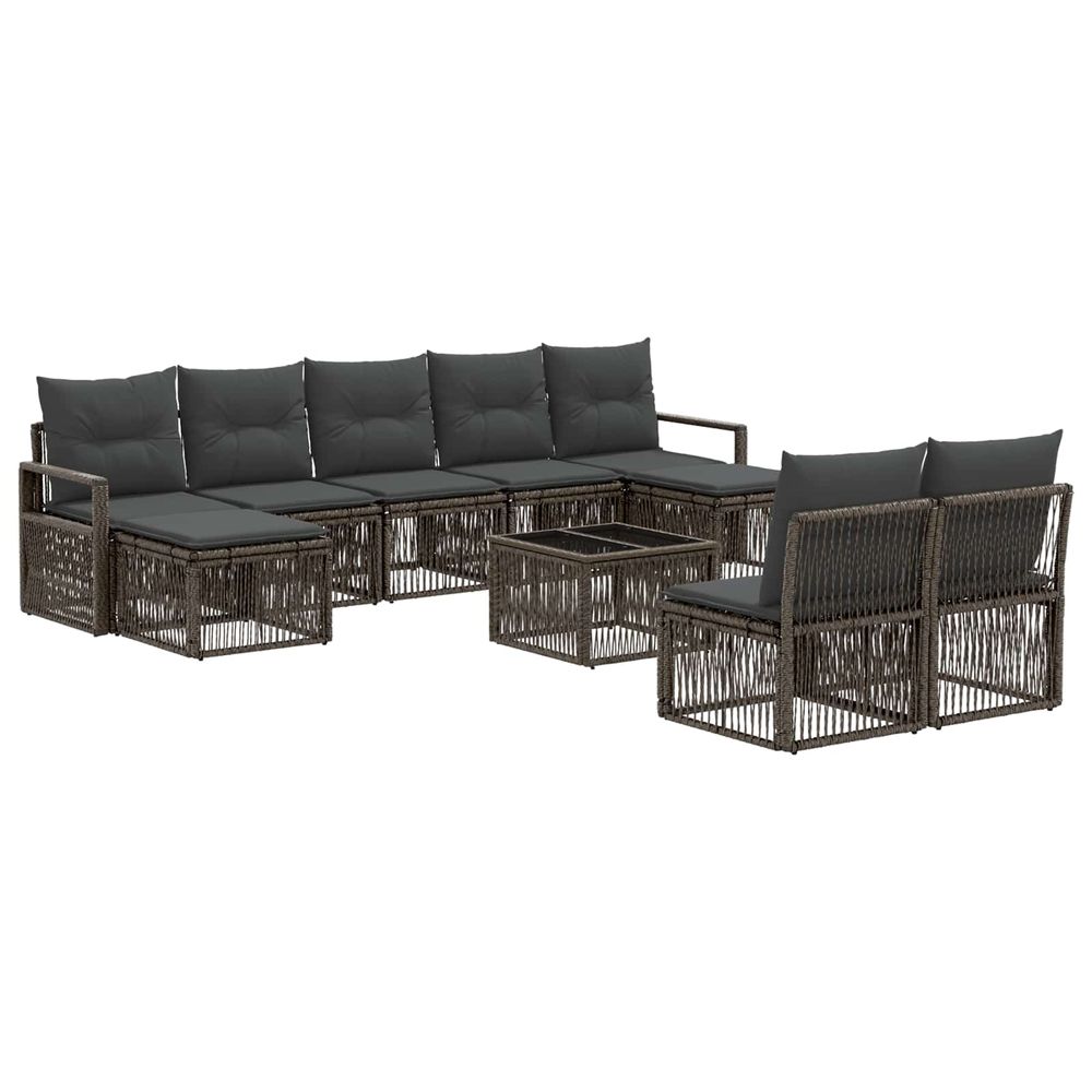 Ensemble de canapé de jardin 10 pc gris polyrotin
