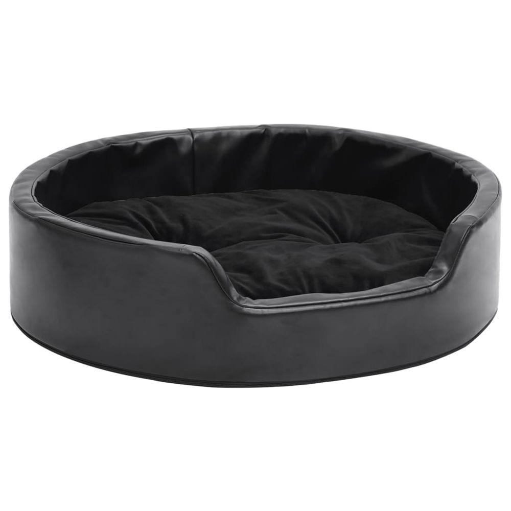 Lit pour chiens noir 69x59x19 cm peluche et similicuir