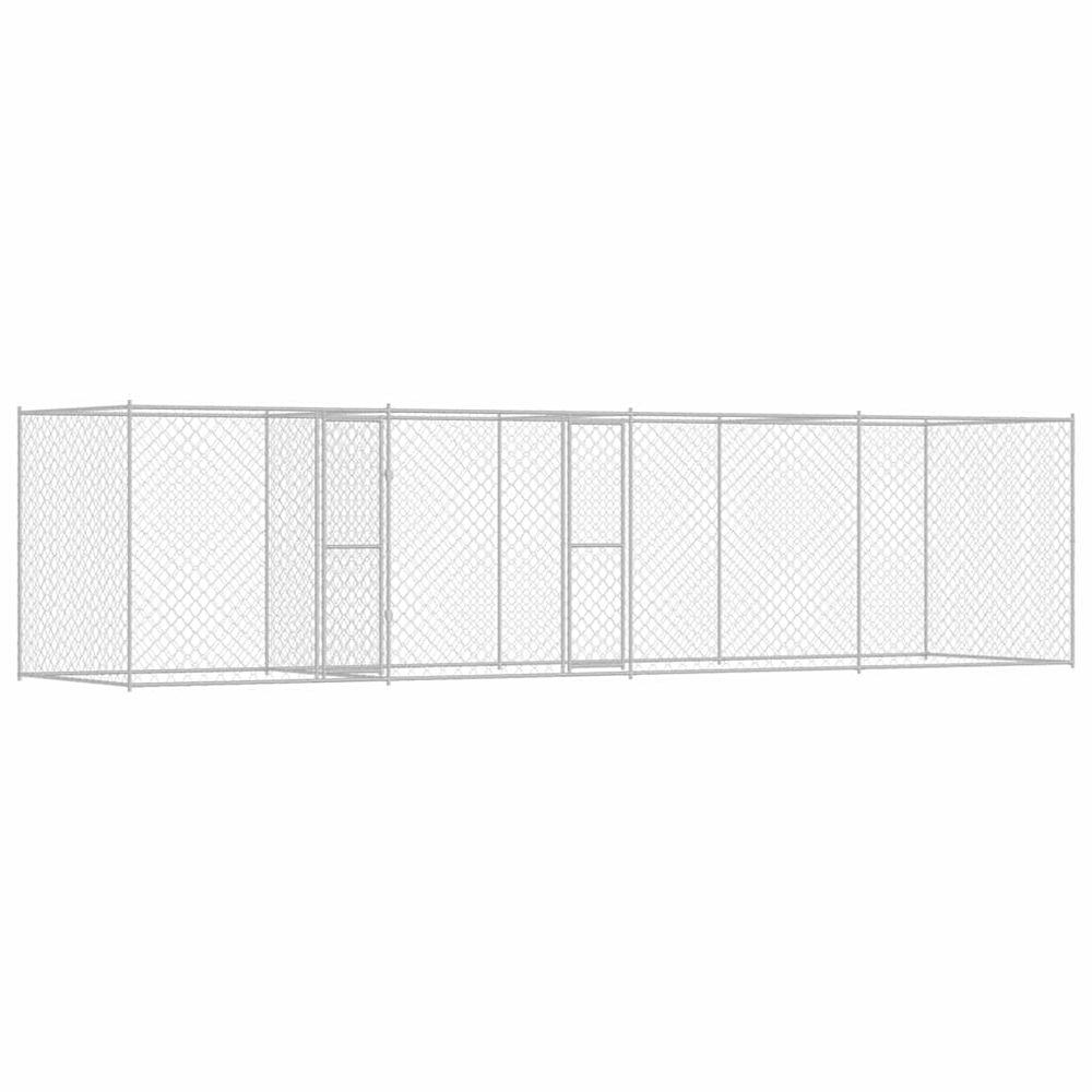 Cage pour chien argenté 600 x 200 x 200 cm acier galvanisé