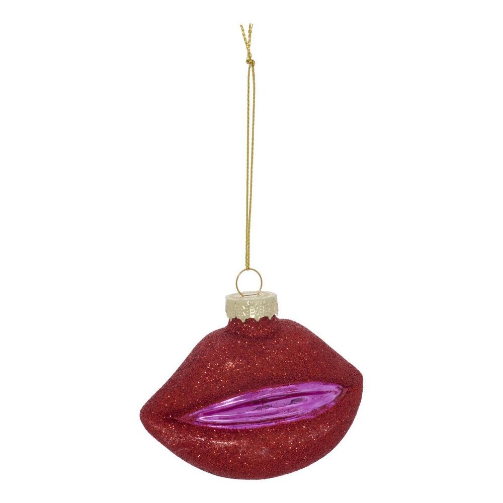 Suspension de sapin bouche en verre rouge 9 cm