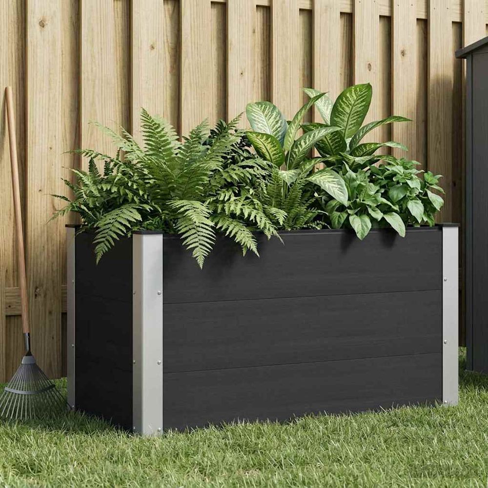 Jardinière surélevée wpc aluminium pour potager extérieur croissance saine noir 100x50cm