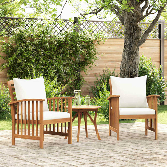 Chaises de jardin avec coussins lot de 2 bois d'acacia massif