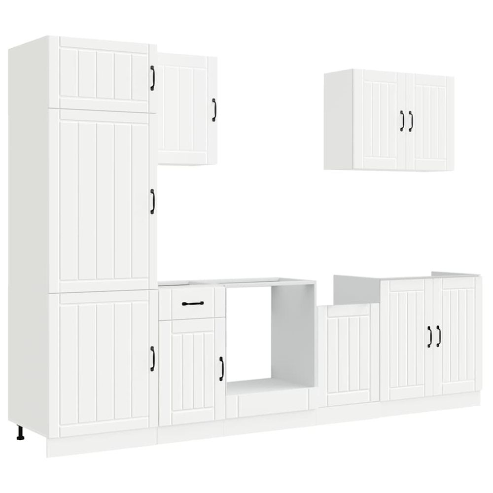 Ensemble d'armoires cuisine 7pcs lucca blanc bois d'ingénierie
