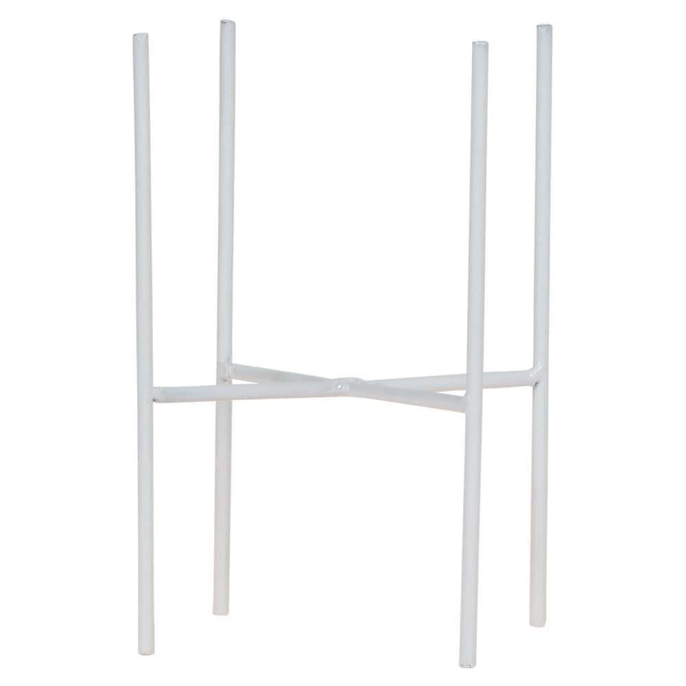 Support métallique blanc pour petite plante