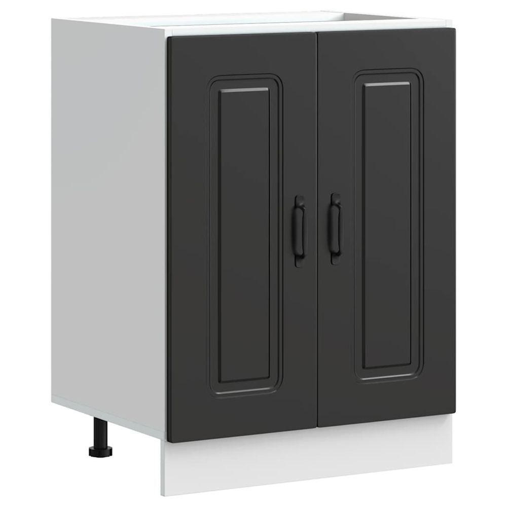 Meuble bas pour évier kalmar noir 60x46x81,5 cm bois ingénierie