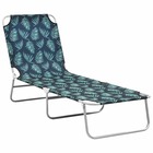 Transat chaise longue bain de soleil lit de jardin terrasse meuble d'extérieur pliable acier et tissu motif de feuilles 02_00