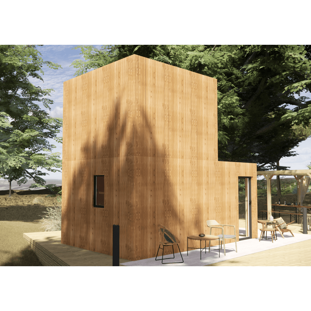 Studio de jardin bien isolé en bois 5,5 x 3,5 x 2,7 m / isolation re2020 avec plancher isolé avec mezzanine et terrasse