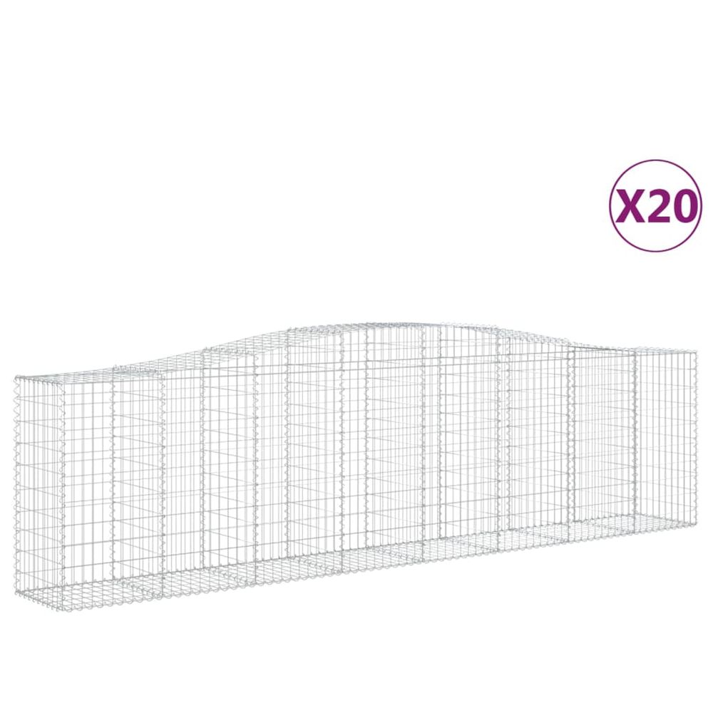 Paniers à gabions arqués 20 pcs 400x50x100/120 cm fer galvanisé