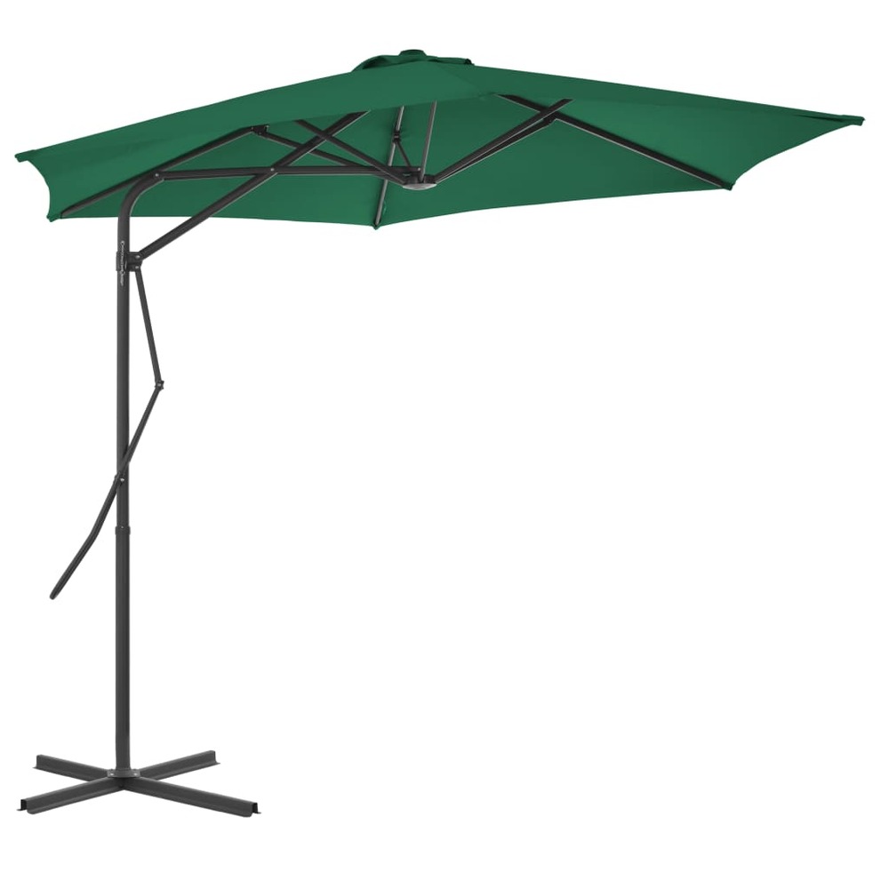 Parasol d'extérieur avec mât en acier 300 cm vert