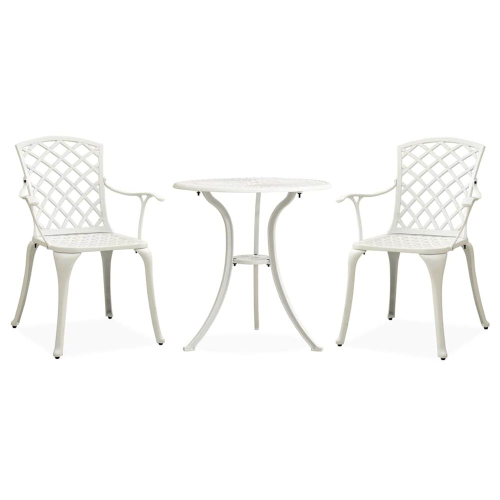 Ensemble de bistro 3 pcs aluminium coulé blanc
