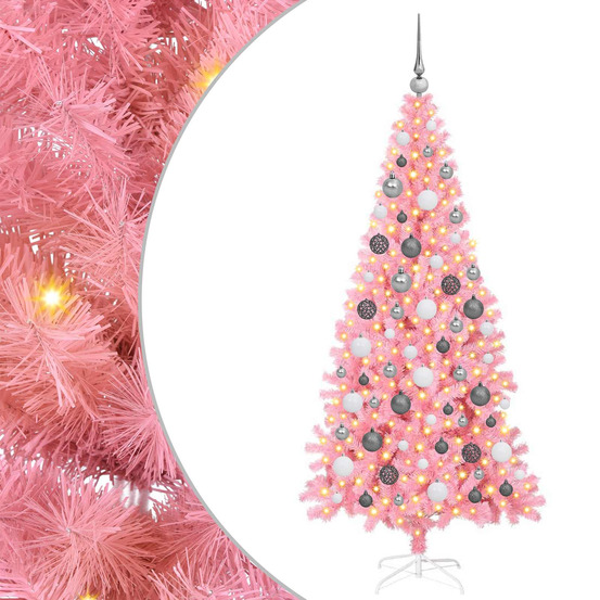 Sapin de noël avec 300 led avec support rose 180 cm pvc