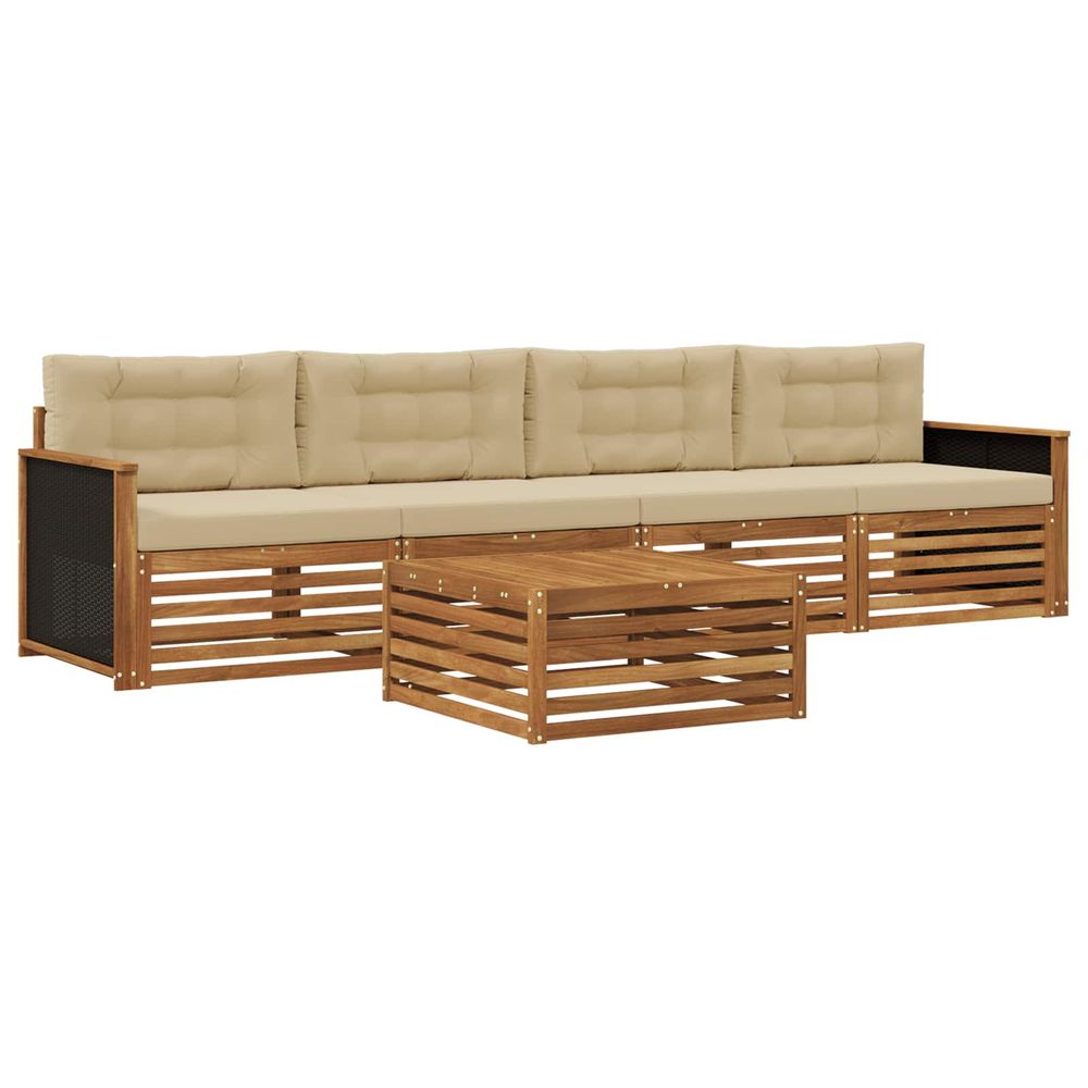 Ensemble de canapés d'extérieur 5 pc naturel et beige