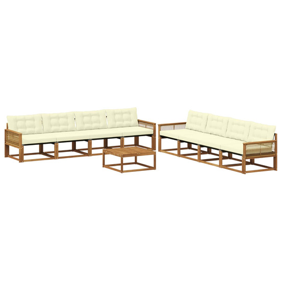 Ensemble de canapés d'extérieur 9 pcs naturel et crème