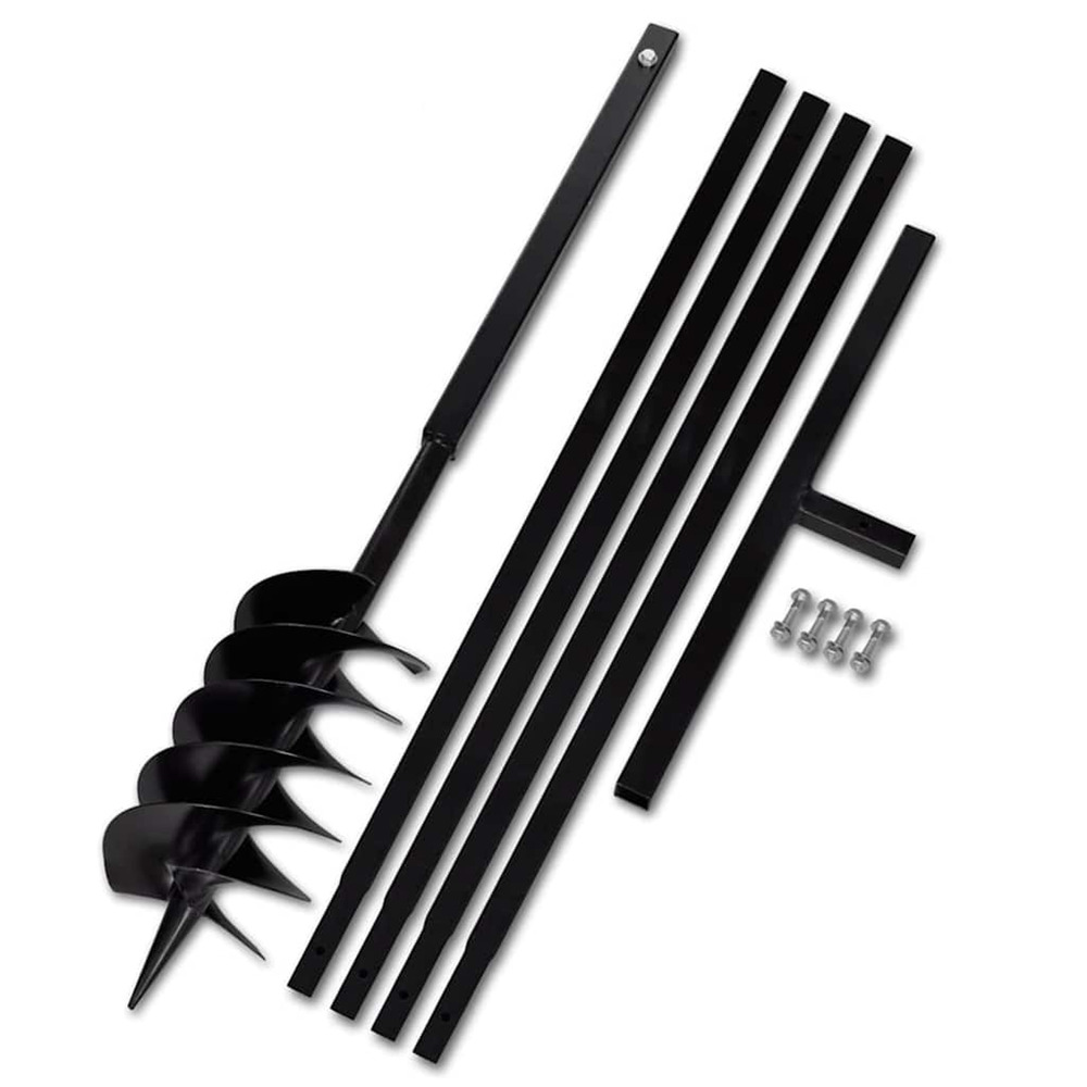 Tarière de sol avec manche 150 mm et tube d'extension 5 m acier