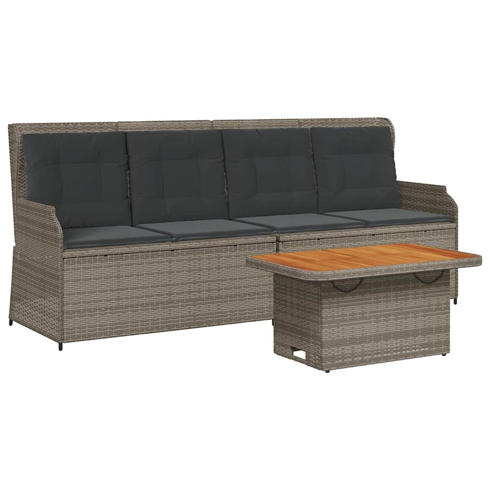 Salon de jardin 3 pcs avec coussins gris résine tressée