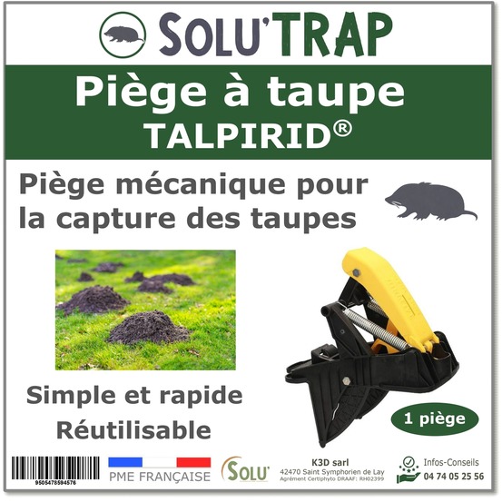 Solu'trap piège à taupes mécanique – capture ciblée dans les galeries actives – sans produit chimique – pour pelouse, jardin