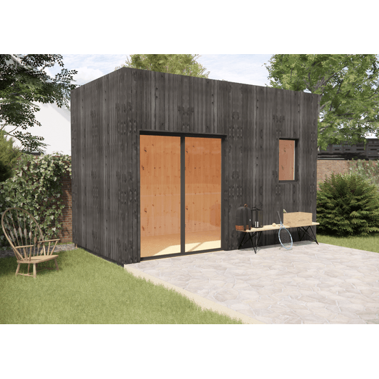 Bureau de jardin 4 saisons en bois 4,4 x 2,4 x 3,2 m / isolation re2020 avec plancher isolé / menuiseries alu k-line