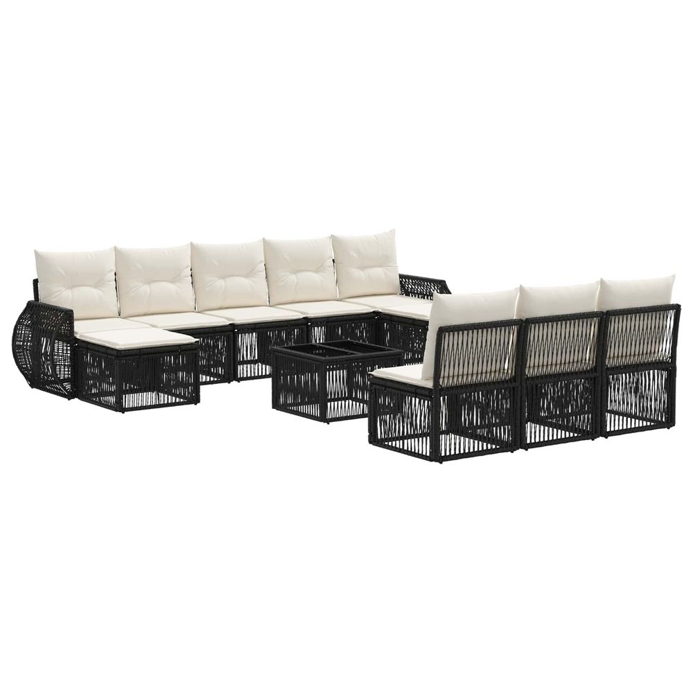Ensemble de canapé de jardin 11 pc noir et blanc crème