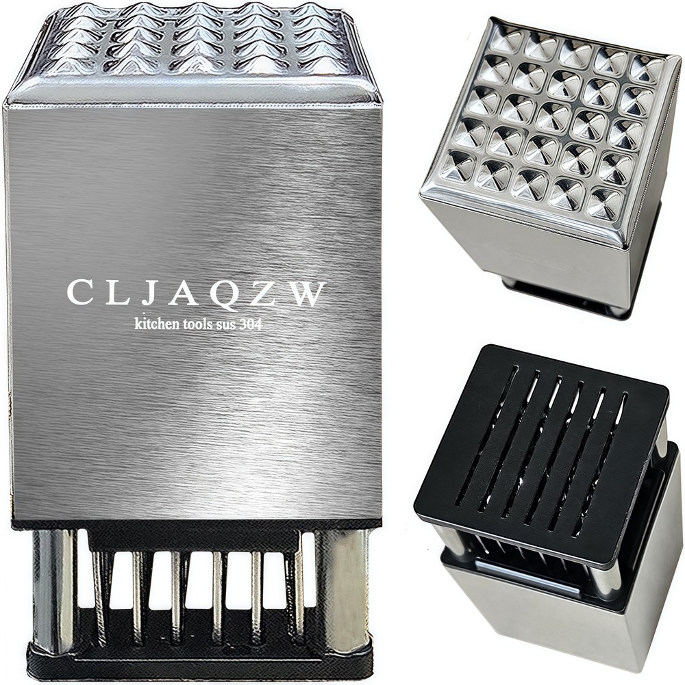 Attendrisseur de viande double face 2 en 1 en acier inoxydable avec 36 lames à aiguilles pour steak poisson noix, crustacés et plus