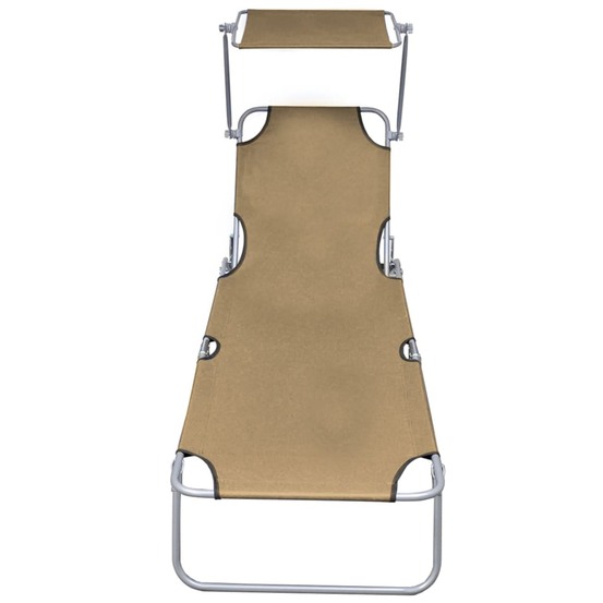 Chaise longue pliable avec auvent taupe aluminium
