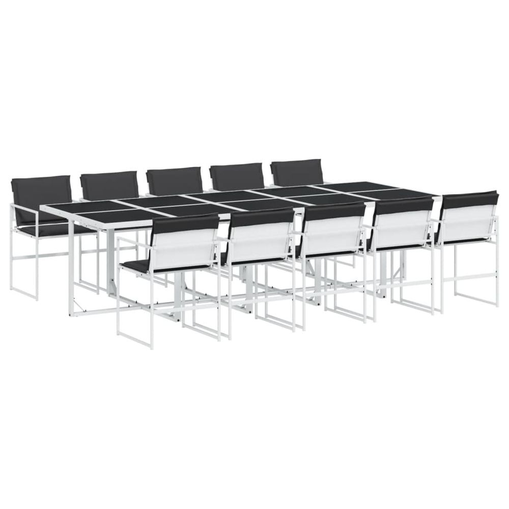 Ensemble à manger de jardin avec coussins 11pcs blanc textilène