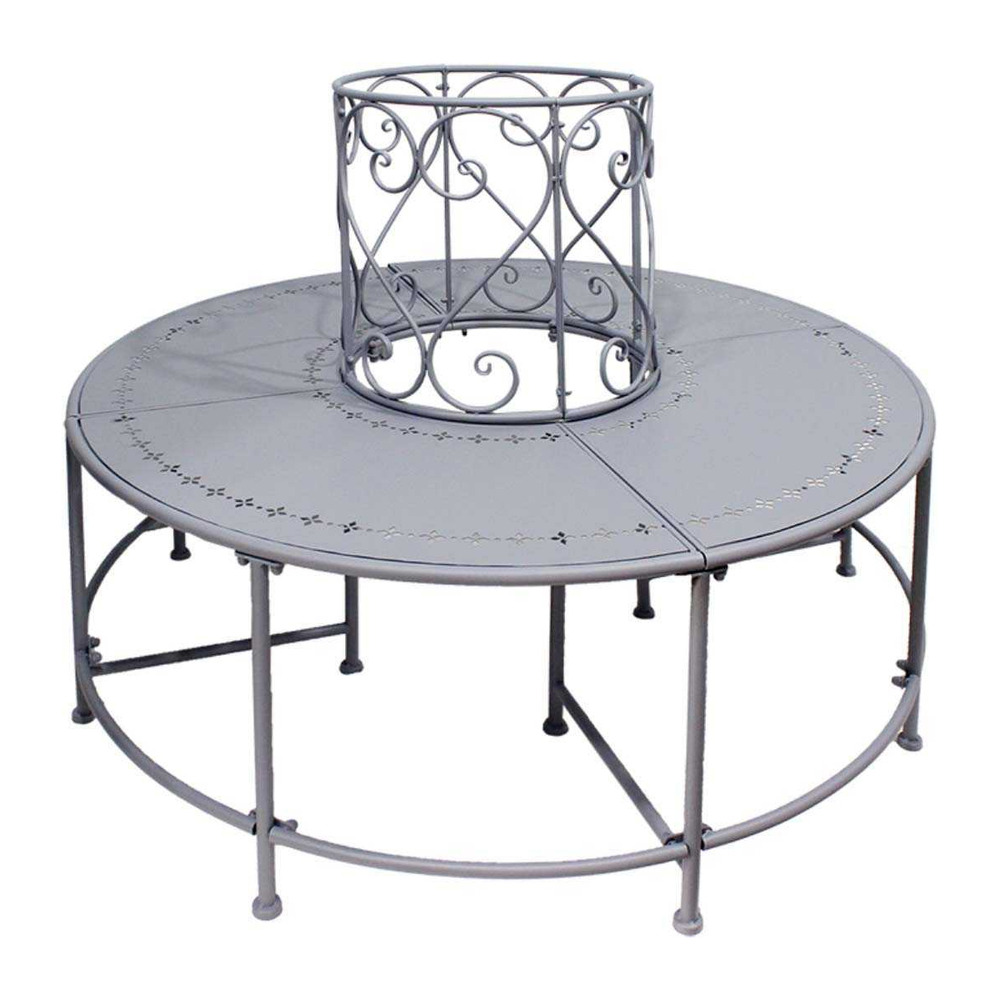 Banc tour d'arbre en fer belle époque