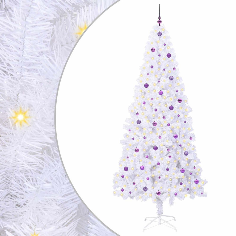 Sapin de noël artificiel avec 300 led blanc 240 cm pvc et acier