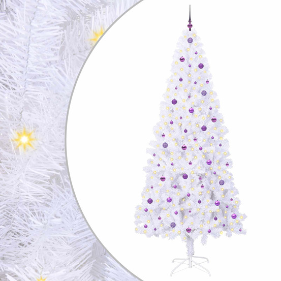 Sapin de noël artificiel avec 300 led blanc 240 cm pvc et acier