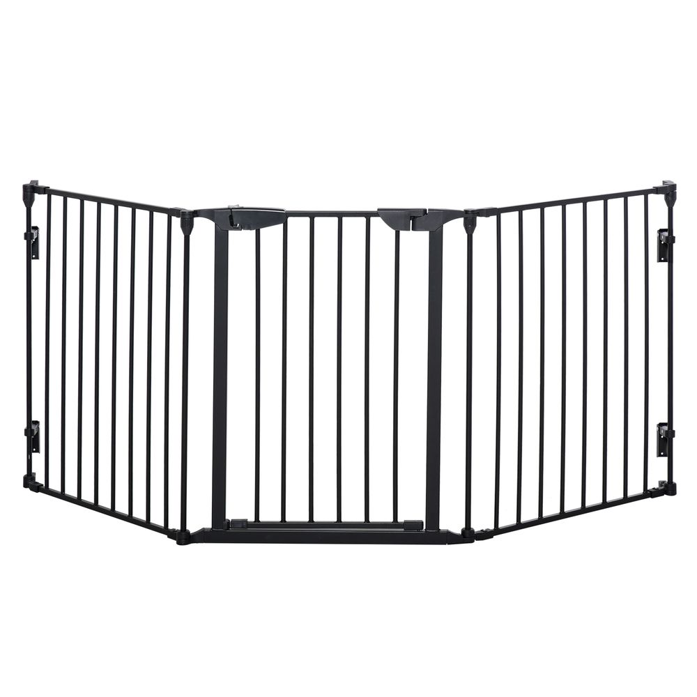 Barrière de sécurité pliable pour chien en métal 3 panneaux fixation murale 180 cm noir