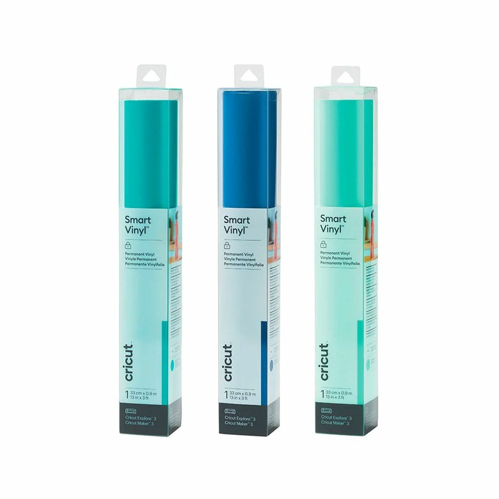 3 vinyles permanents 91 x 33 cm - aqua, bleu, menthe