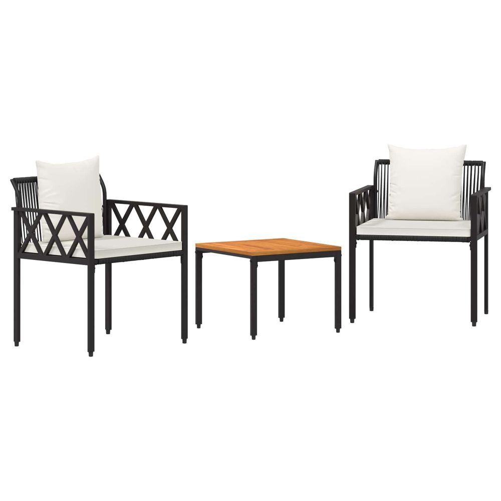 Ensemble de meubles d'extérieur 3 pc noir et blanc crème