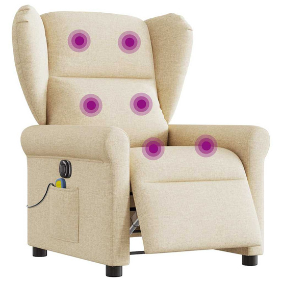 Fauteuil inclinable de massage électrique crème tissu