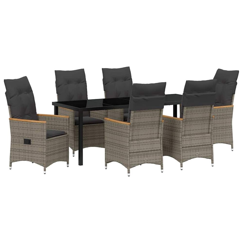 Ensemble de salle à manger pour jardin 7 pc gris polyrotin