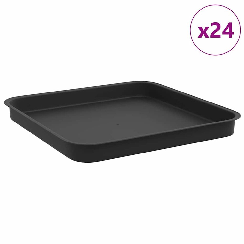 Plateau carré à fleurs 24 pc noir 21 x 21 x 2 cm plastique