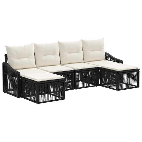 Ensemble de canapé de jardin 6 pc noir polyrotin