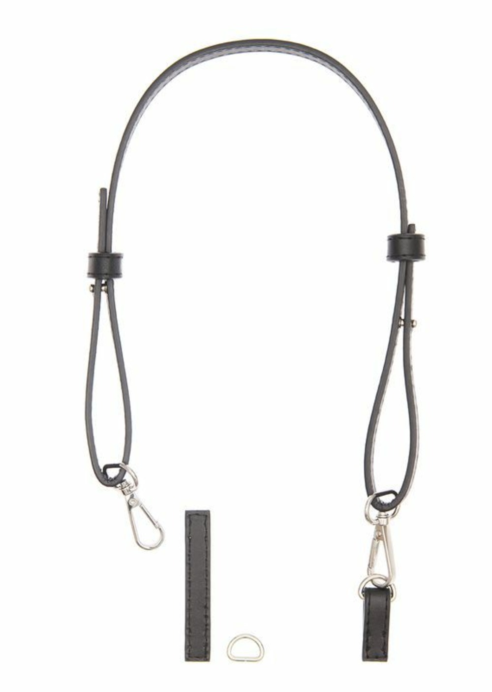 Bandoulière courte - noir et argent - 78,5 cm