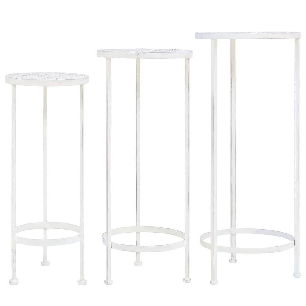 Support de plantes 3 pcs style vintage métal blanc antique