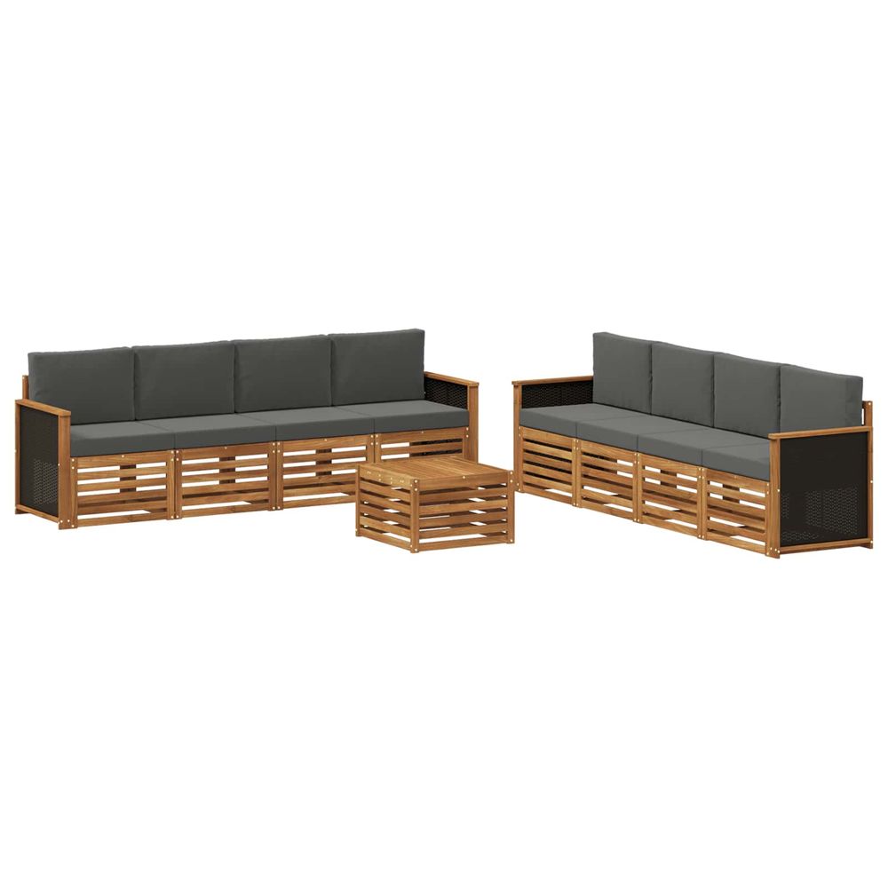 Ensemble de canapés d'extérieur 9 pc naturel et anthracite