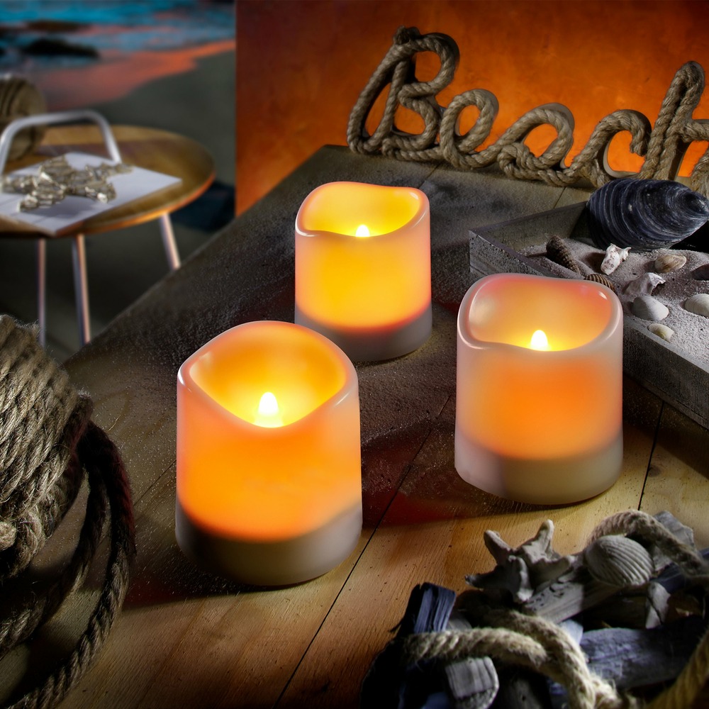 Lot de 3 bougies solaires à led esotec romantica lumière vacillante lumière solaire extérieure 102054