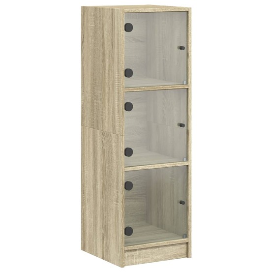 Buffet bahut commode armoire meuble de rangement organisateur cuisine salle de séjour salon avec portes en verre sonoma 35 x