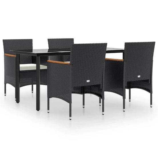 Ensemble à manger de jardin avec coussins 5 pcs noir