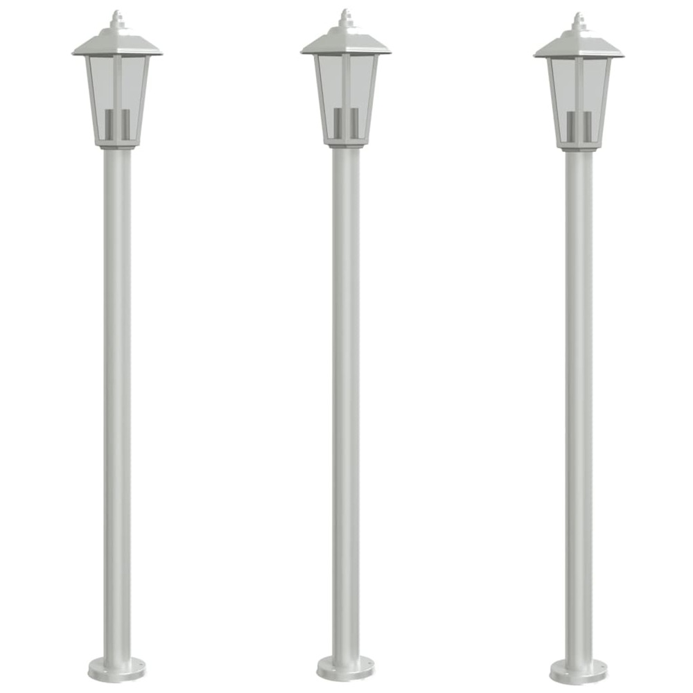 Lampadaires d'extérieur 3 pcs argenté 120 cm acier inoxydable