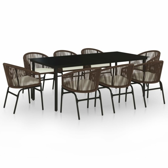 Ensemble à manger de jardin 9 pcs marron