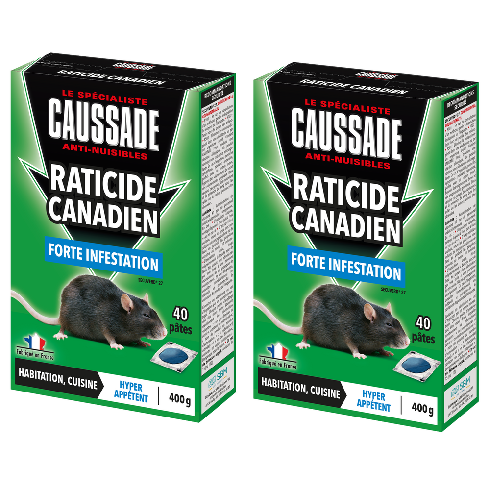 Caussade lot de 2 raticides canadien - 2x40 pièces - forte infestation - prêt à l'emploi carpt400x2
