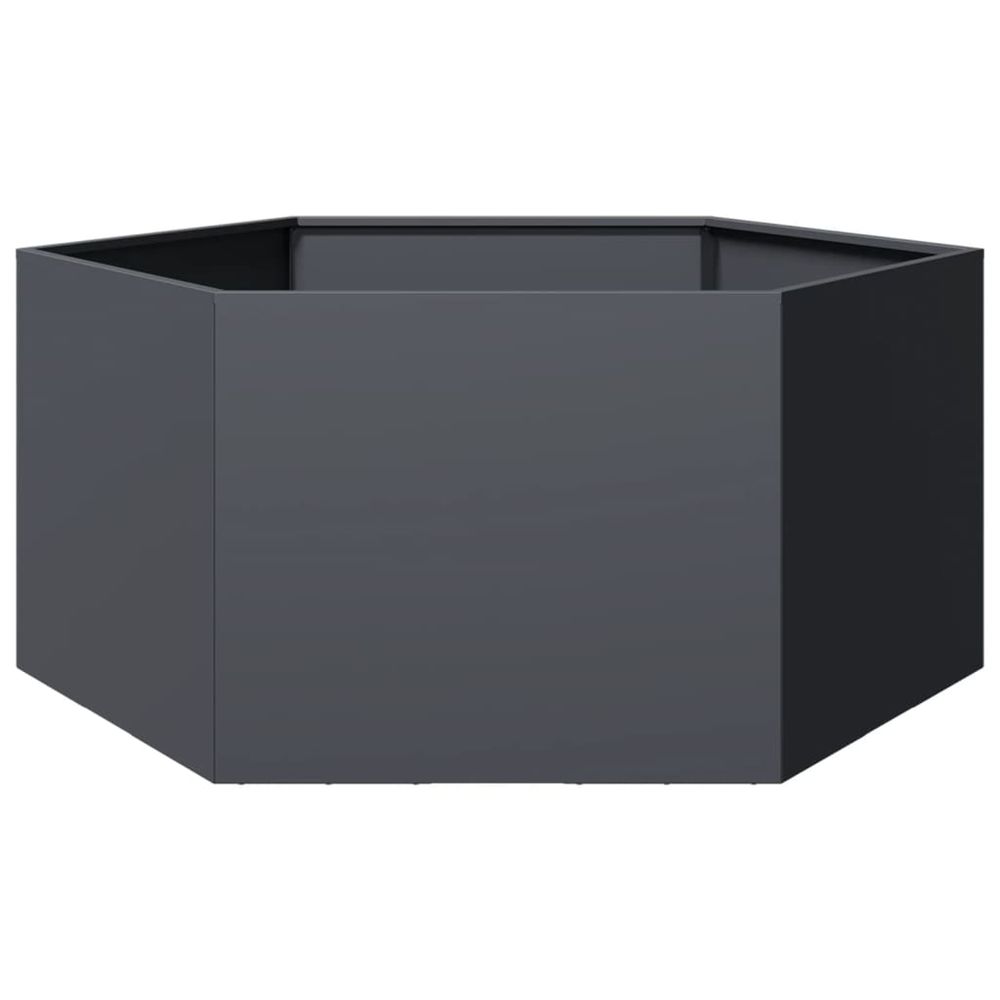 Jardinière d'extérieur anthracite hexagone 104x90x45 cm acier