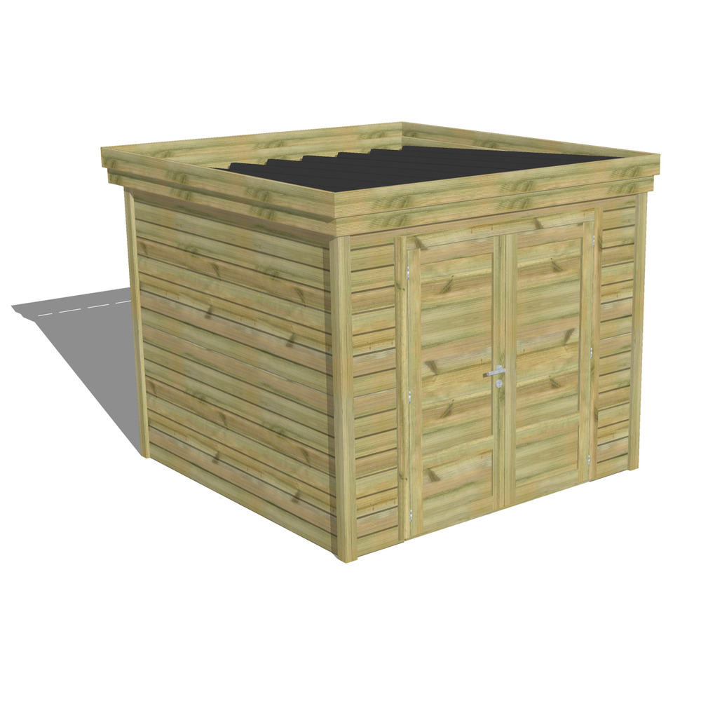 Abri de jardin bois pin traité autoclave 27mm - 2,64x2,64m / 7m2 - bac acier - abri français