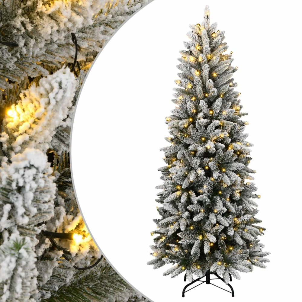 Sapin de noël artificiel 300 led et neige floquée 180 cm